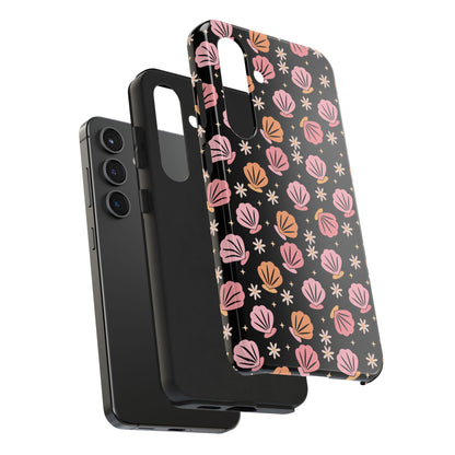 Floral Tough Phone Cases for Trendy Protection, Shell Pattern Phone Cover, Vibrant Floral Case, Girly Gift, Cute Tech Accessories
