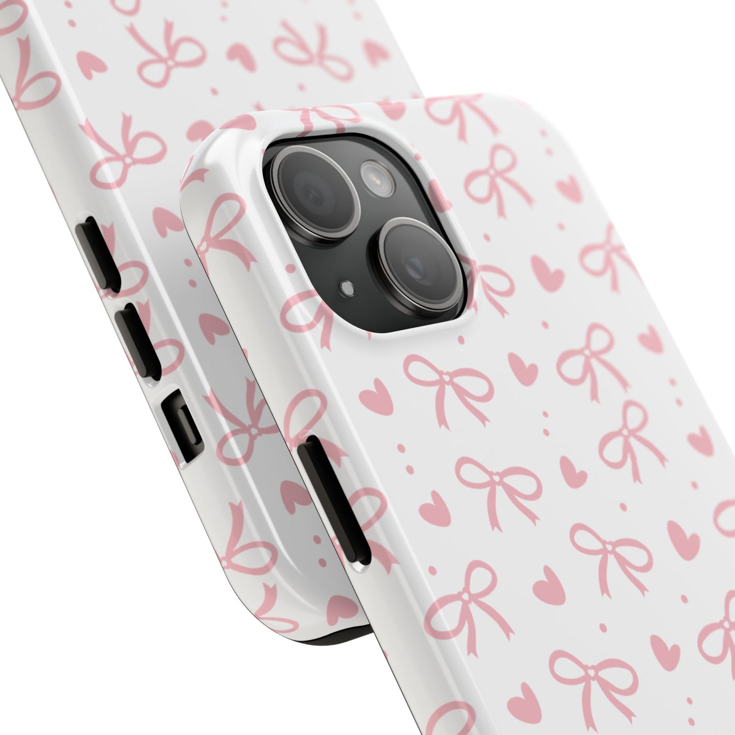 Love & Bows Tough Phone Cases for Girls, Cute Phone Cover, Valentine's Day Gift, Girly Accessories, Heart Pattern