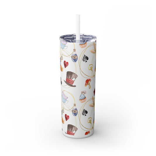 Alice in Wonderland, Down the Rabbit Whole, Wonderland Skinny Tumbler with Straw, 20oz