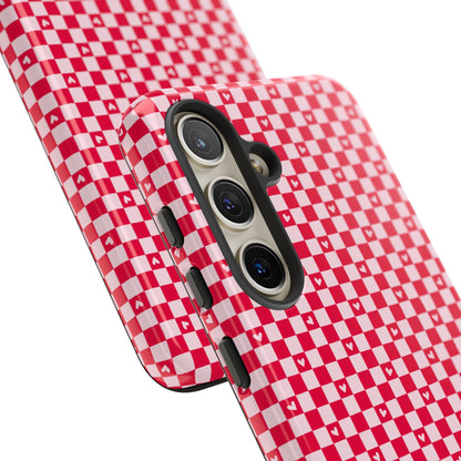 Red Checkerboard Heart Phone Case