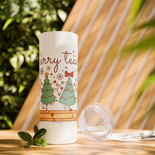 Teacher Skinny Tumbler, Shimmer 20oz Cup with Straw, Gift for Teacher, Personalized Custom Insulated Travel Mug, Appreciation Present, End