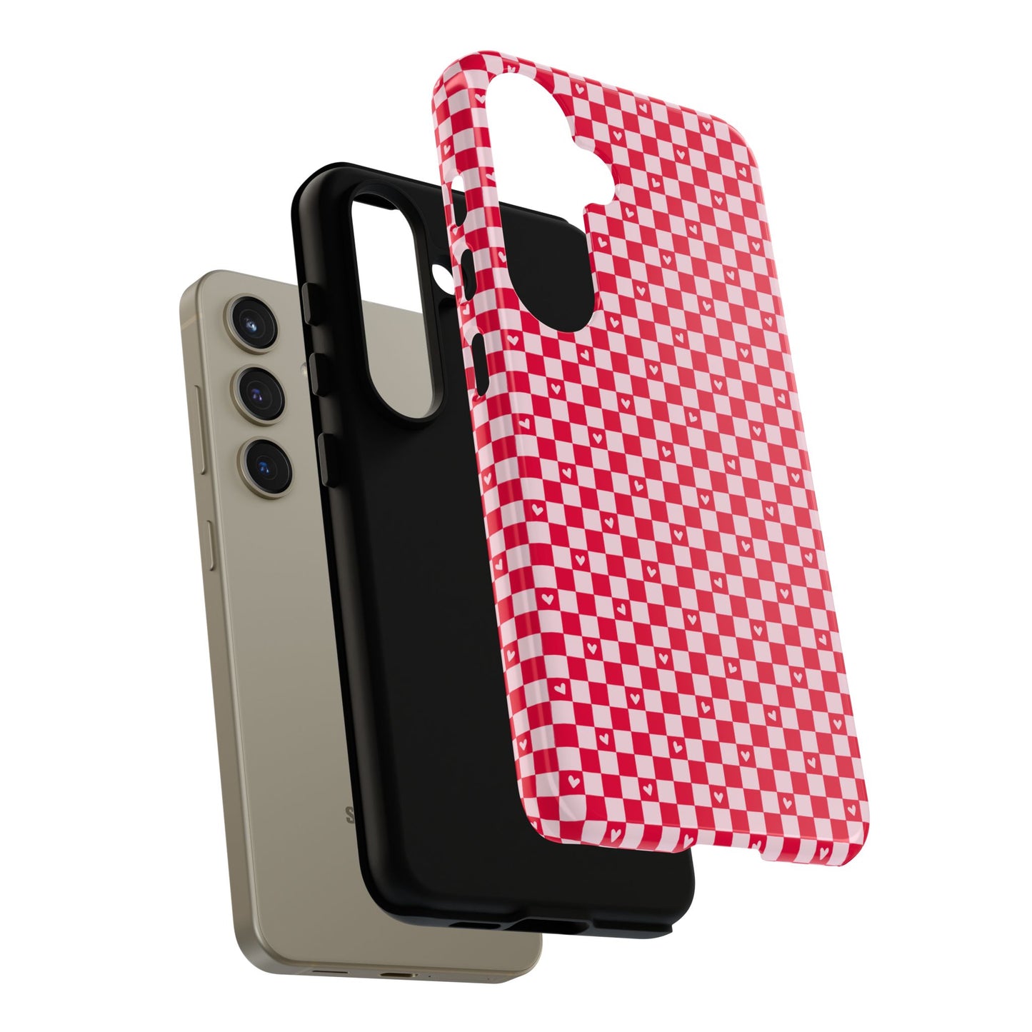 Red Checkerboard Heart Phone Case