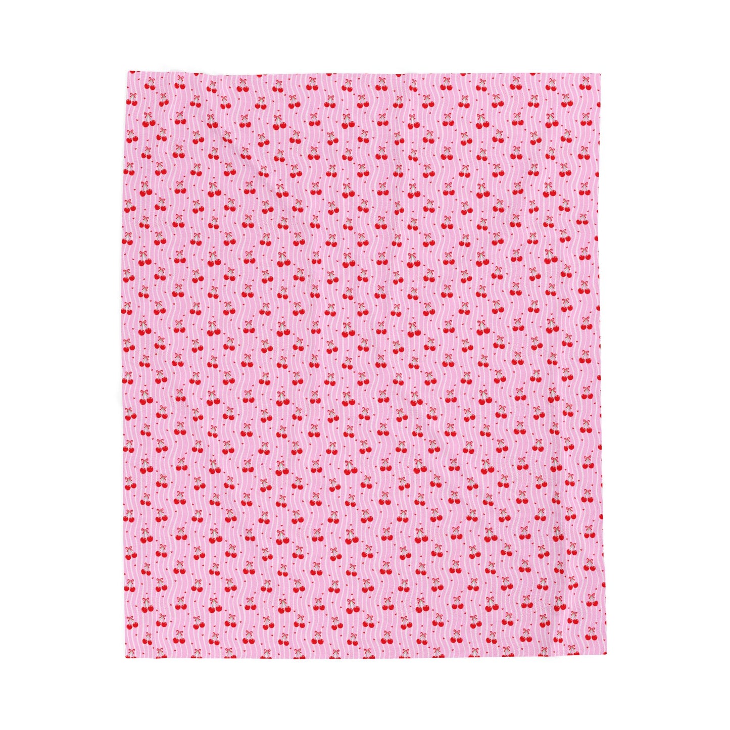 Pink Cherry Pattern Velveteen Plush Blanket — Soft Cozy Throw for Kids & Gifts