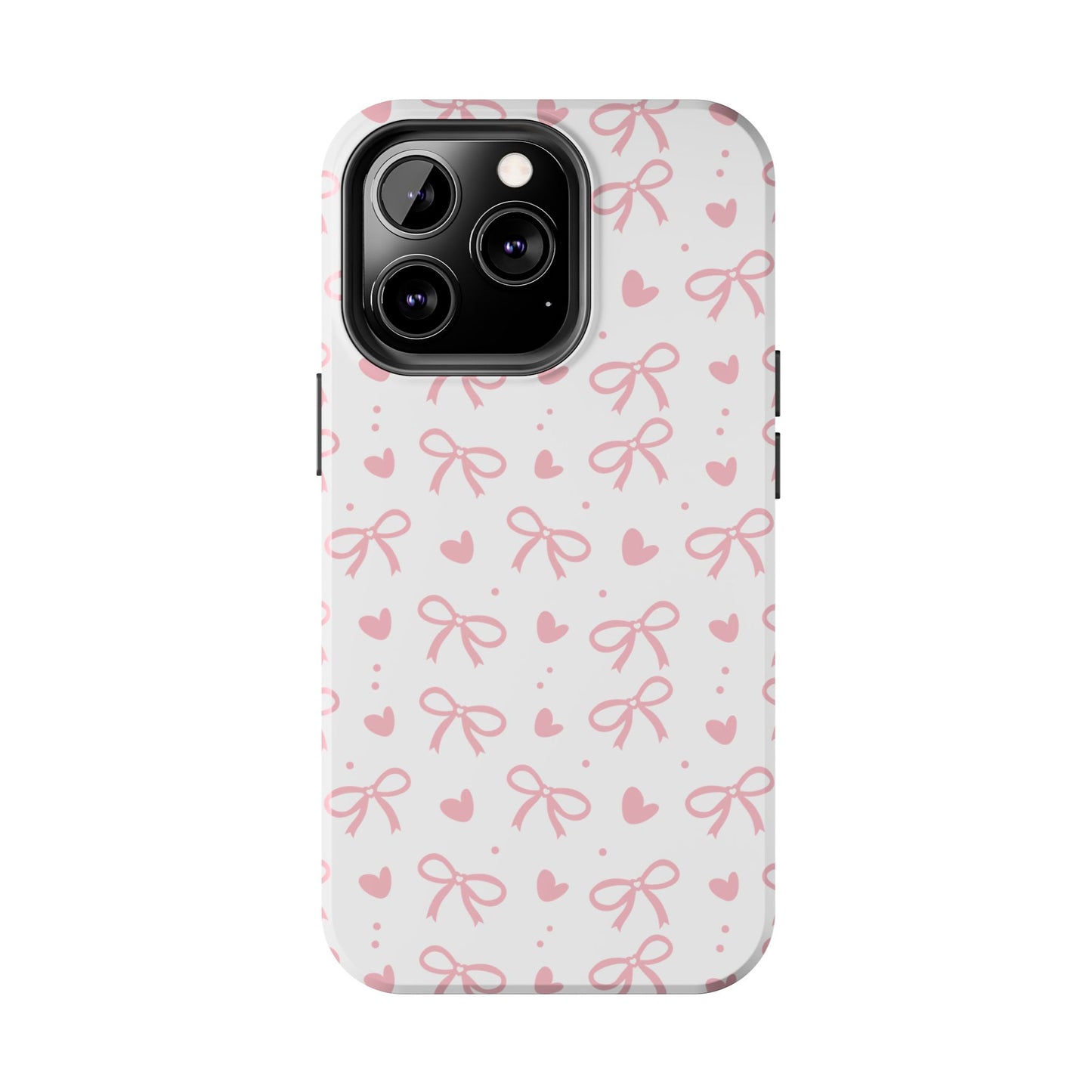 Love & Bows Tough Phone Cases for Girls, Cute Phone Cover, Valentine's Day Gift, Girly Accessories, Heart Pattern