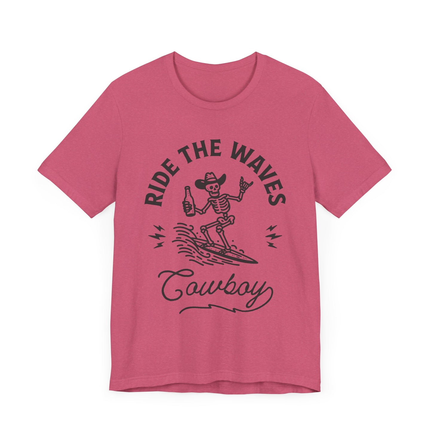 Surfing Skeleton Tee - Ride the Waves Cowboy Shirt, Beachwear, Summer Vibes, Gift for Surfers, Casual T-Shirt