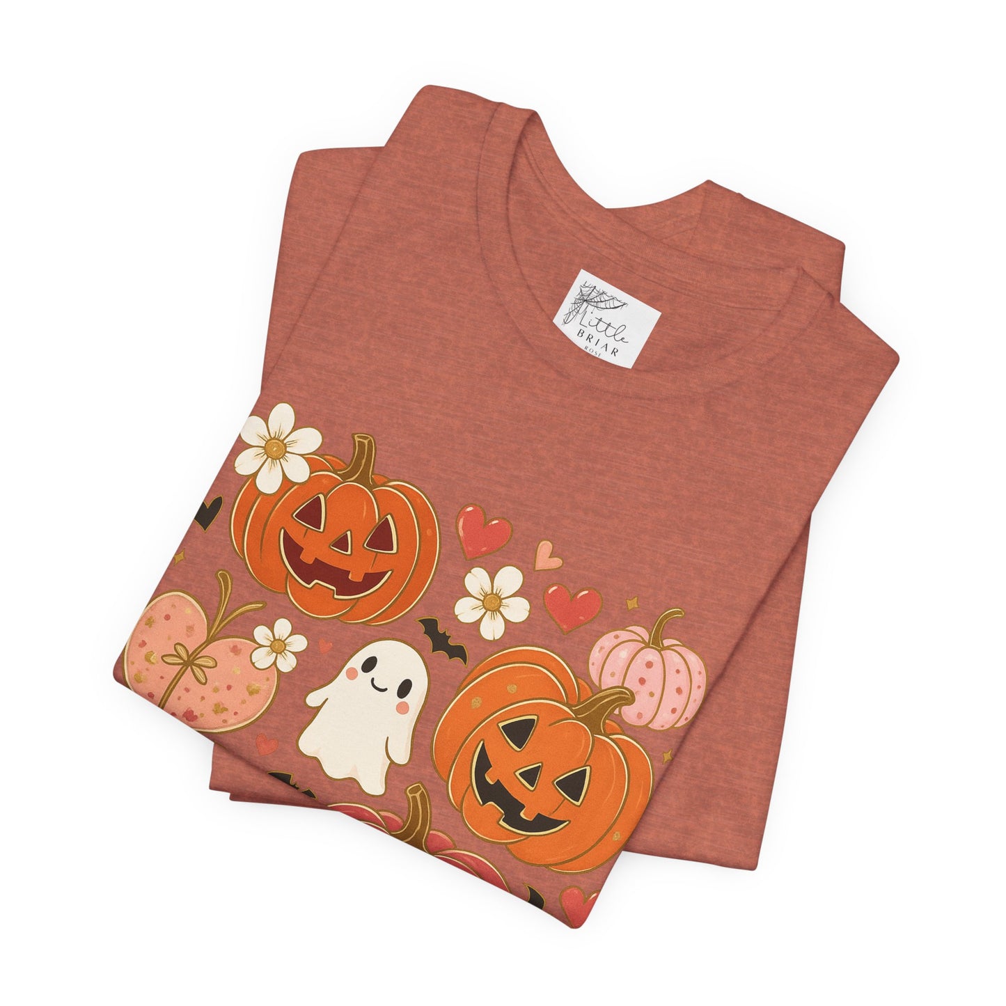 Halloween Ghost & Pumpkin Tee, Perfect for Fall, Halloween Parties, Cozy Autumn Wear, Unisex T-Shirt, Seasonal Gift Idea
