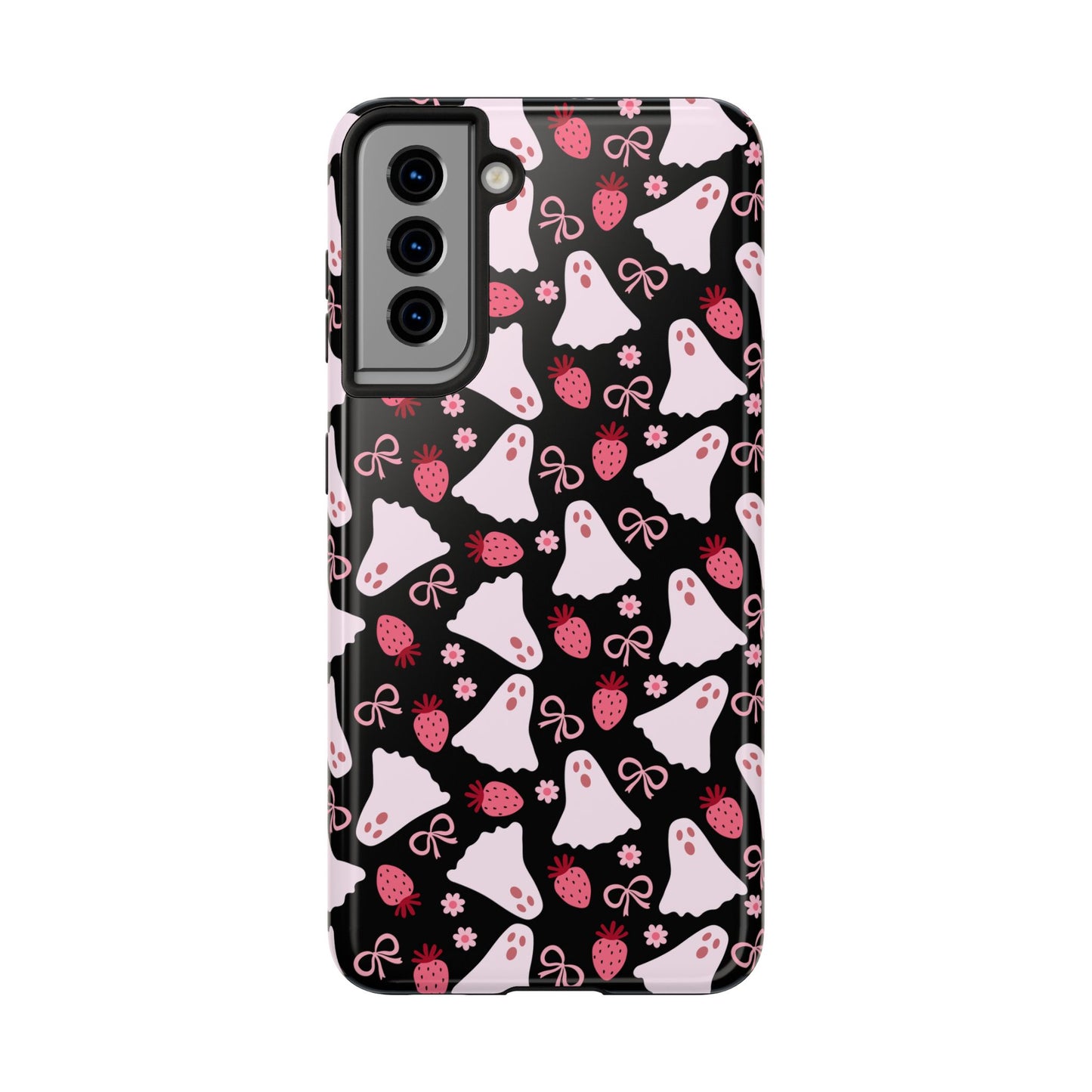 Cute Ghosts and Strawberries Phone Case | Tough Phone Cases, Halloween Accessories, Unique Gift Ideas, Spooky Aesthetic, Everyday Style