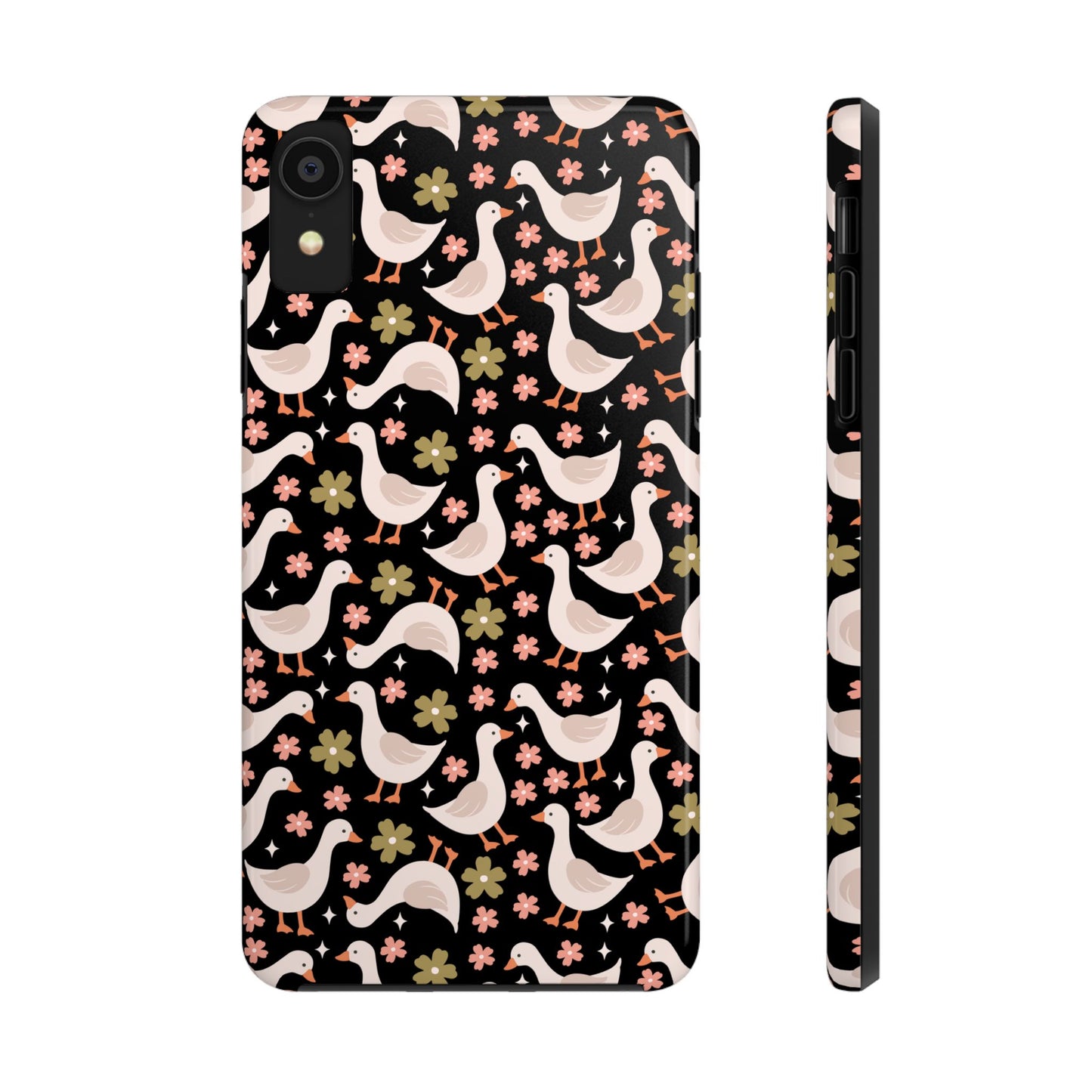 Cute Duck Pattern Phone Case, Stylish Tough Case, Gift for Duck Lovers, Floral Design, Unique Mobile Cover