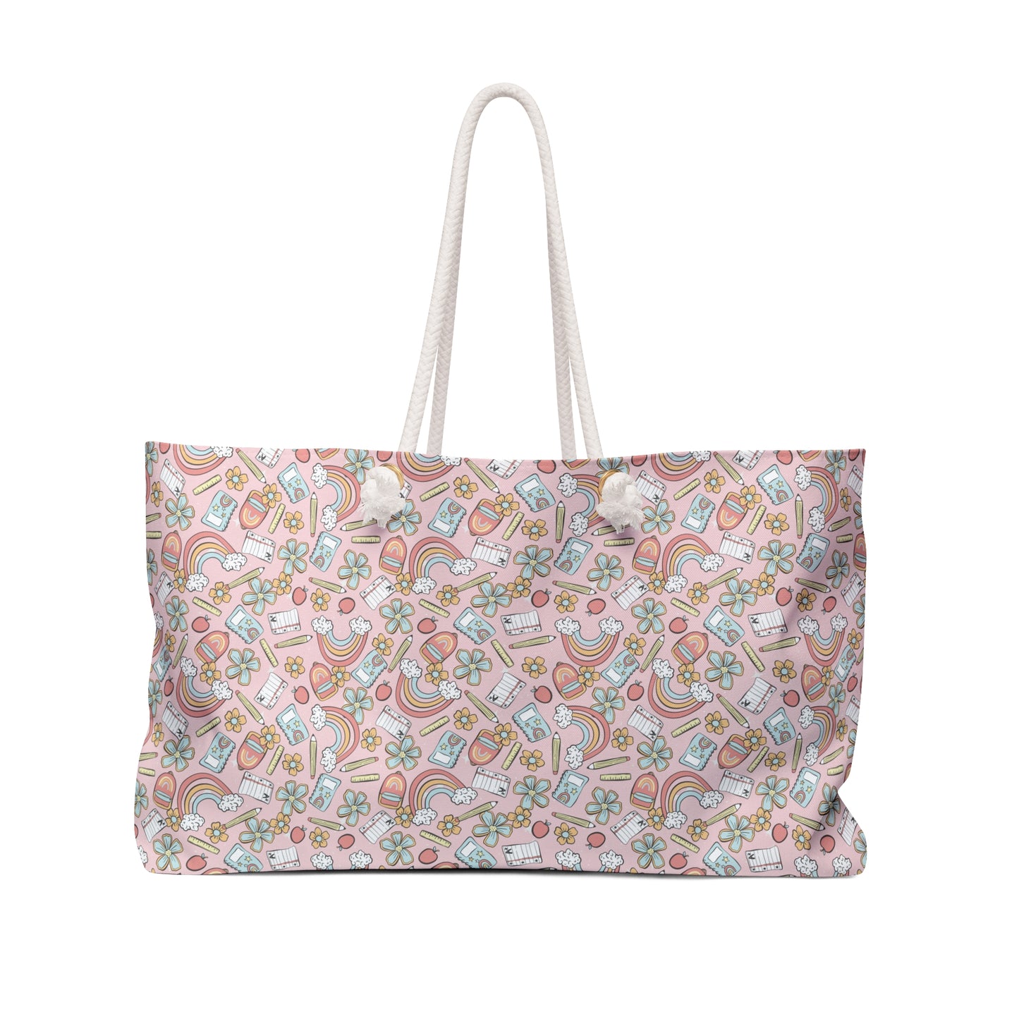 Colorful Teacher Themed Rainbow Weekender Bag - Perfect for Travel & Adventure
