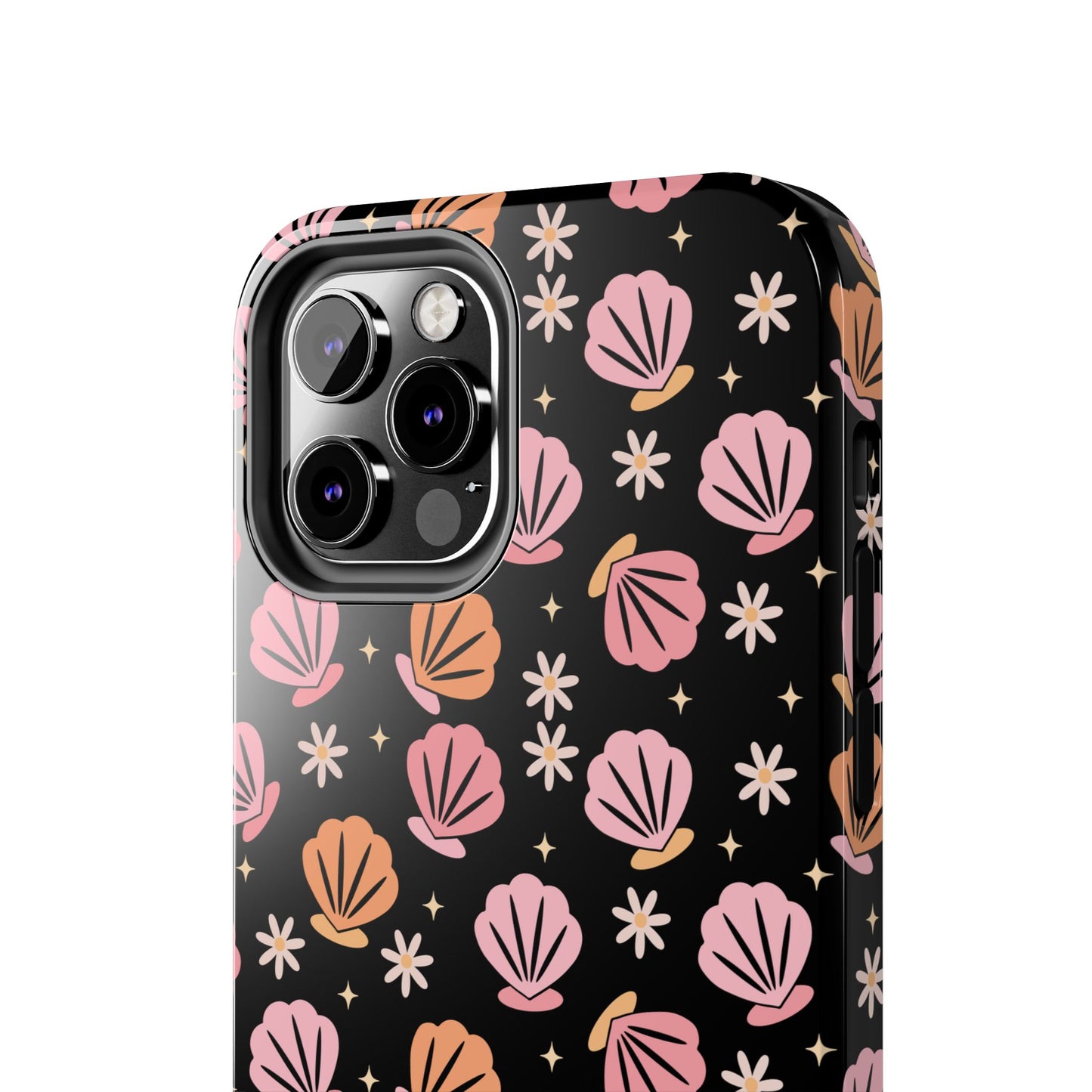 Floral Tough Phone Cases for Trendy Protection, Shell Pattern Phone Cover, Vibrant Floral Case, Girly Gift, Cute Tech Accessories