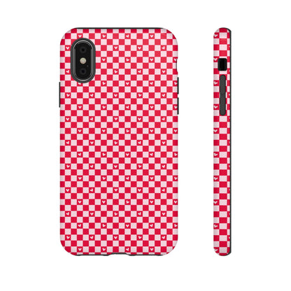 Red Checkerboard Heart Phone Case