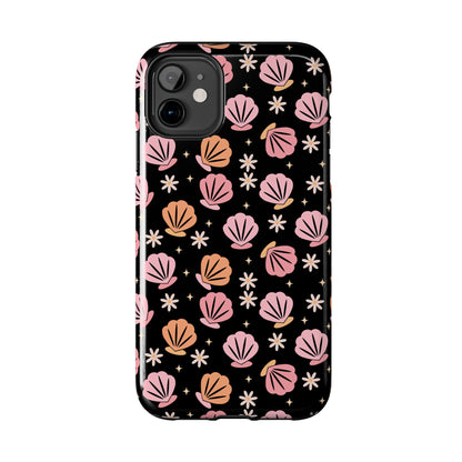Floral Tough Phone Cases for Trendy Protection, Shell Pattern Phone Cover, Vibrant Floral Case, Girly Gift, Cute Tech Accessories