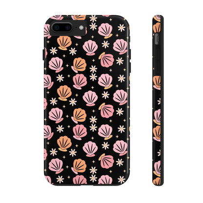 Floral Tough Phone Cases for Trendy Protection, Shell Pattern Phone Cover, Vibrant Floral Case, Girly Gift, Cute Tech Accessories