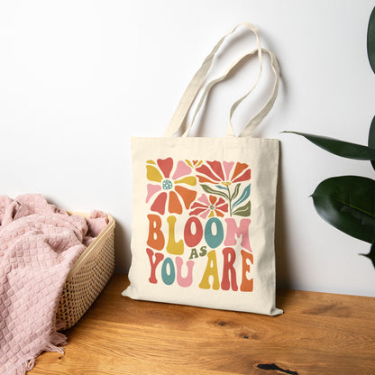 Bloom As You Are Tote Bag | Eco-Friendly Canvas Bag | Floral Shopping Tote | Gift for Nature Lovers | Every Day Use | Reusable Grocery Bag