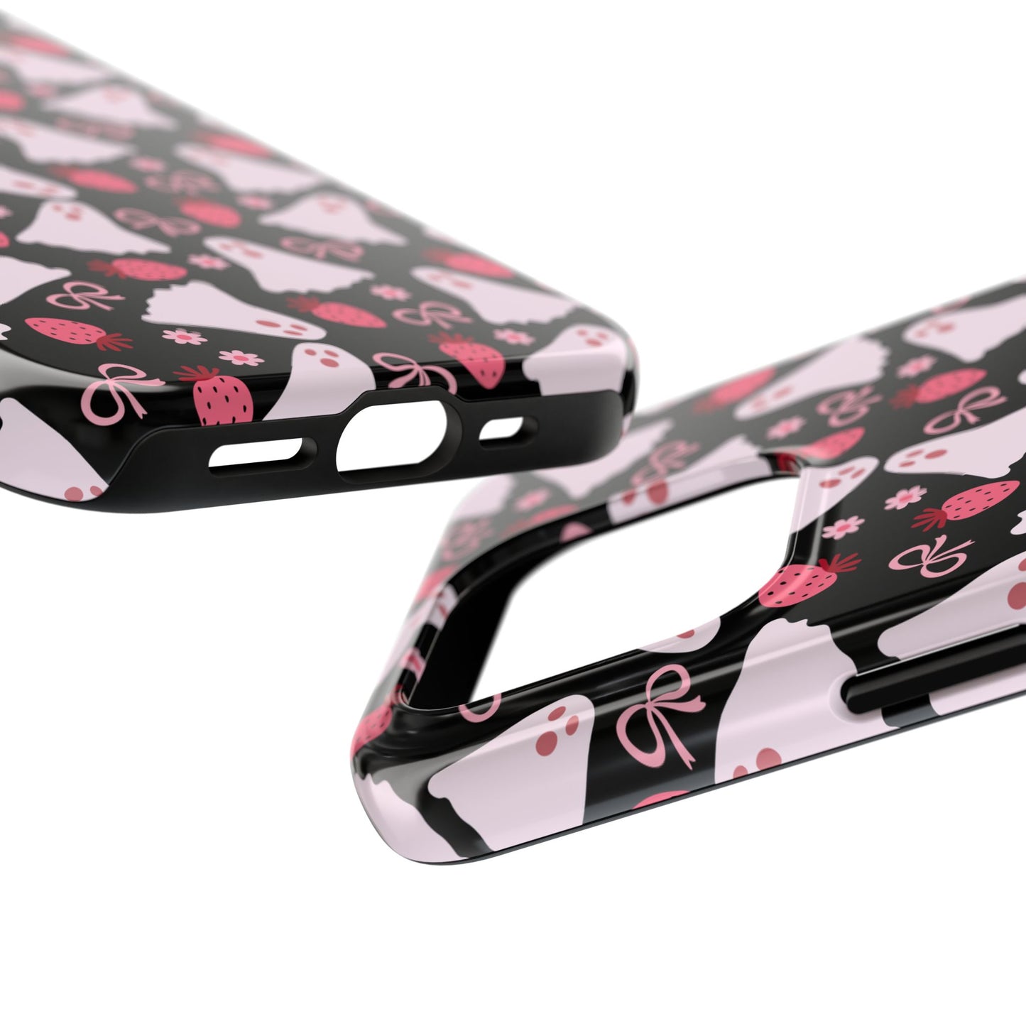 Cute Ghosts and Strawberries Phone Case | Tough Phone Cases, Halloween Accessories, Unique Gift Ideas, Spooky Aesthetic, Everyday Style