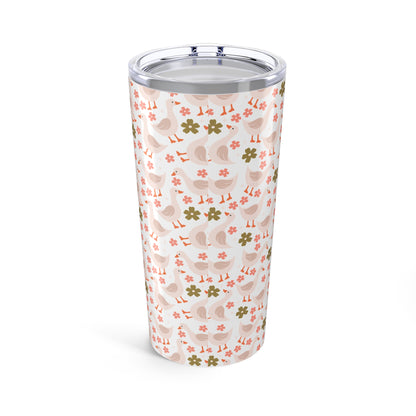 Charming Floral Tumbler, 20oz Travel Mug, Cute Gift for Bird Lovers, Nature Lover Drinkware, Eco-Friendly Cup