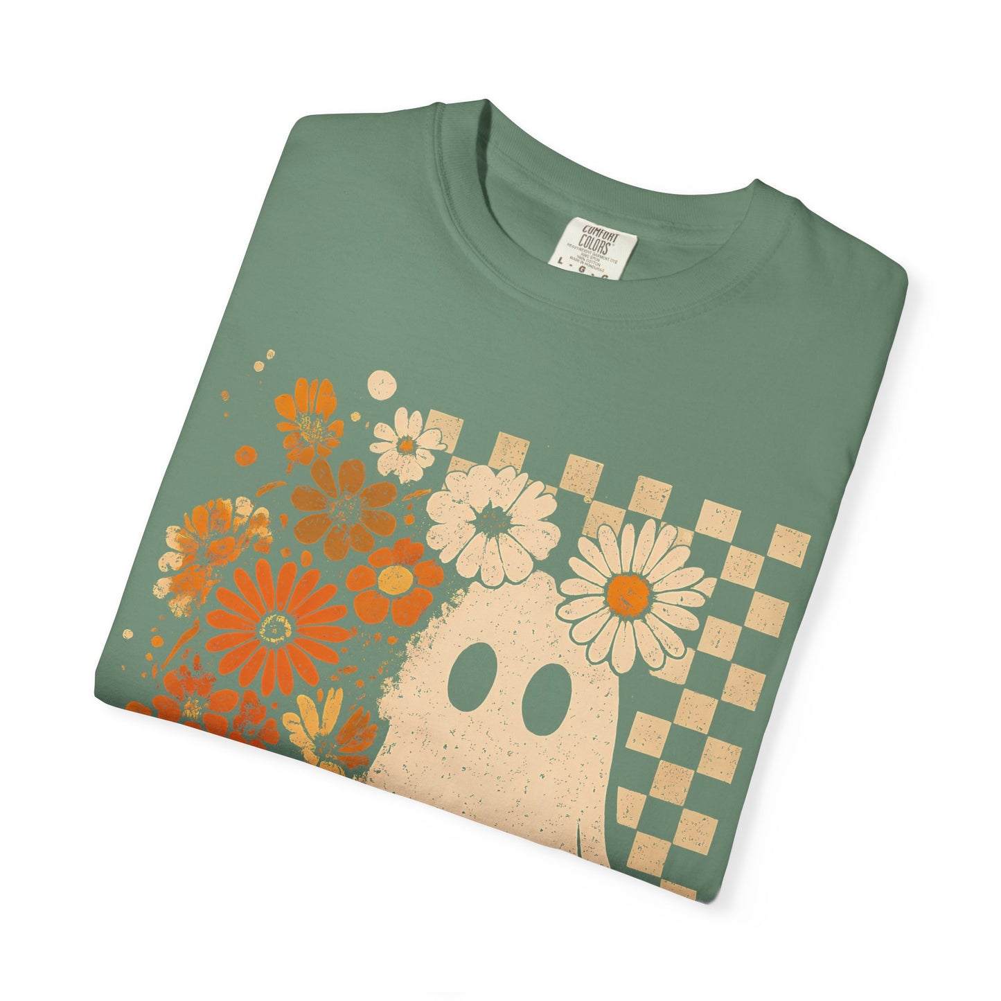 Whimsical Floral Ghost T-shirt, Casual Tee for Art Lovers, Perfect Gift for Halloween, Fall Fashion
