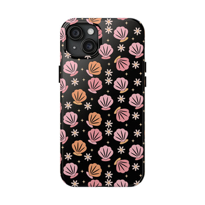 Floral Tough Phone Cases for Trendy Protection, Shell Pattern Phone Cover, Vibrant Floral Case, Girly Gift, Cute Tech Accessories