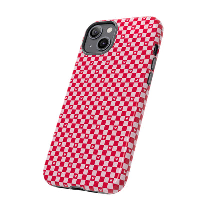Red Checkerboard Heart Phone Case
