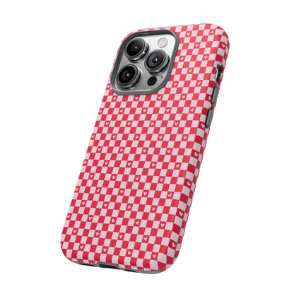Red Checkerboard Heart Phone Case