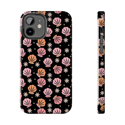 Floral Tough Phone Cases for Trendy Protection, Shell Pattern Phone Cover, Vibrant Floral Case, Girly Gift, Cute Tech Accessories
