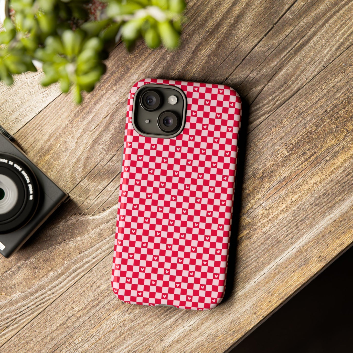 Red Checkerboard Heart Phone Case