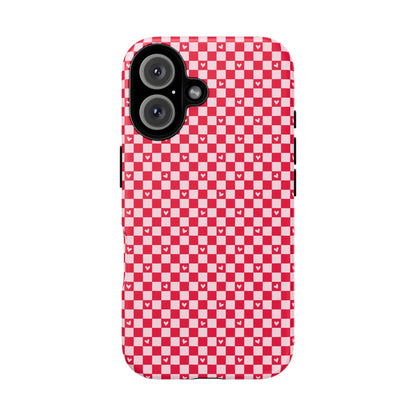 Red Checkerboard Heart Phone Case