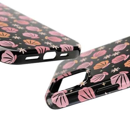 Floral Tough Phone Cases for Trendy Protection, Shell Pattern Phone Cover, Vibrant Floral Case, Girly Gift, Cute Tech Accessories