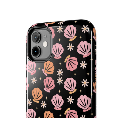 Floral Tough Phone Cases for Trendy Protection, Shell Pattern Phone Cover, Vibrant Floral Case, Girly Gift, Cute Tech Accessories