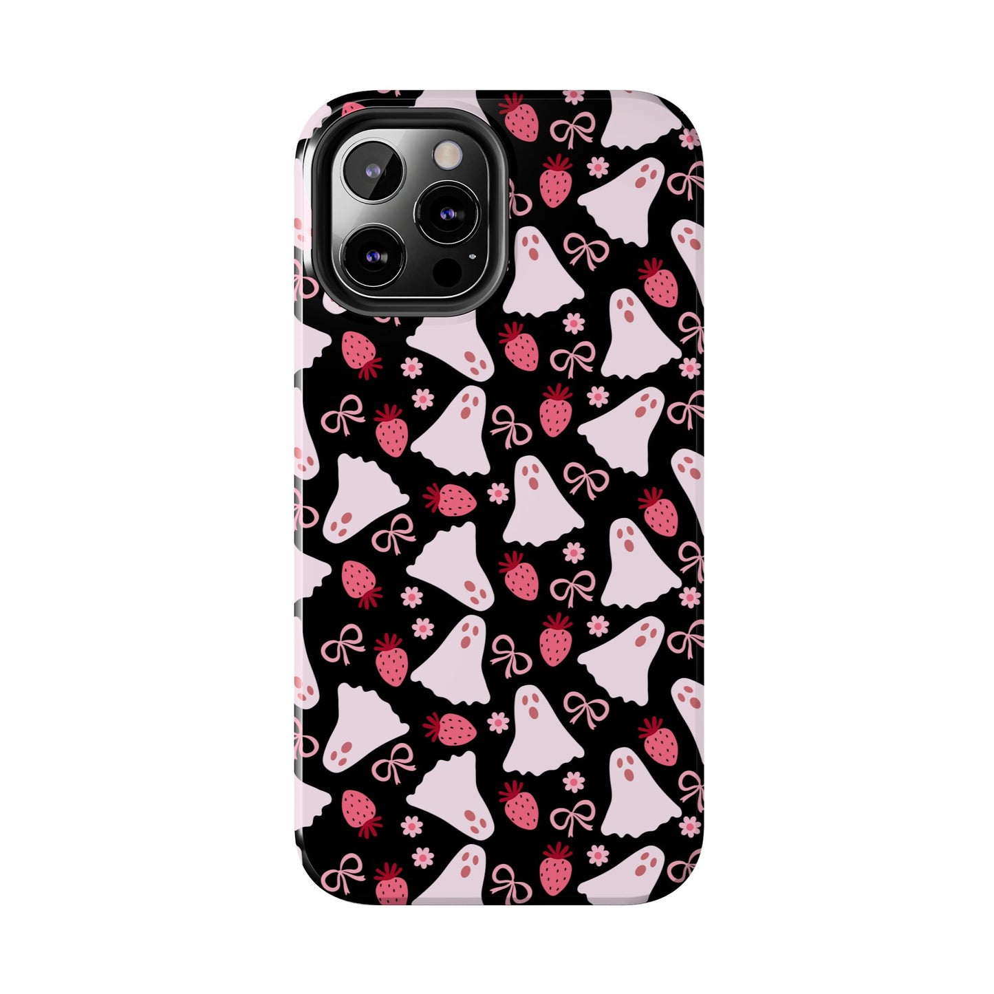 Cute Ghosts and Strawberries Phone Case | Tough Phone Cases, Halloween Accessories, Unique Gift Ideas, Spooky Aesthetic, Everyday Style