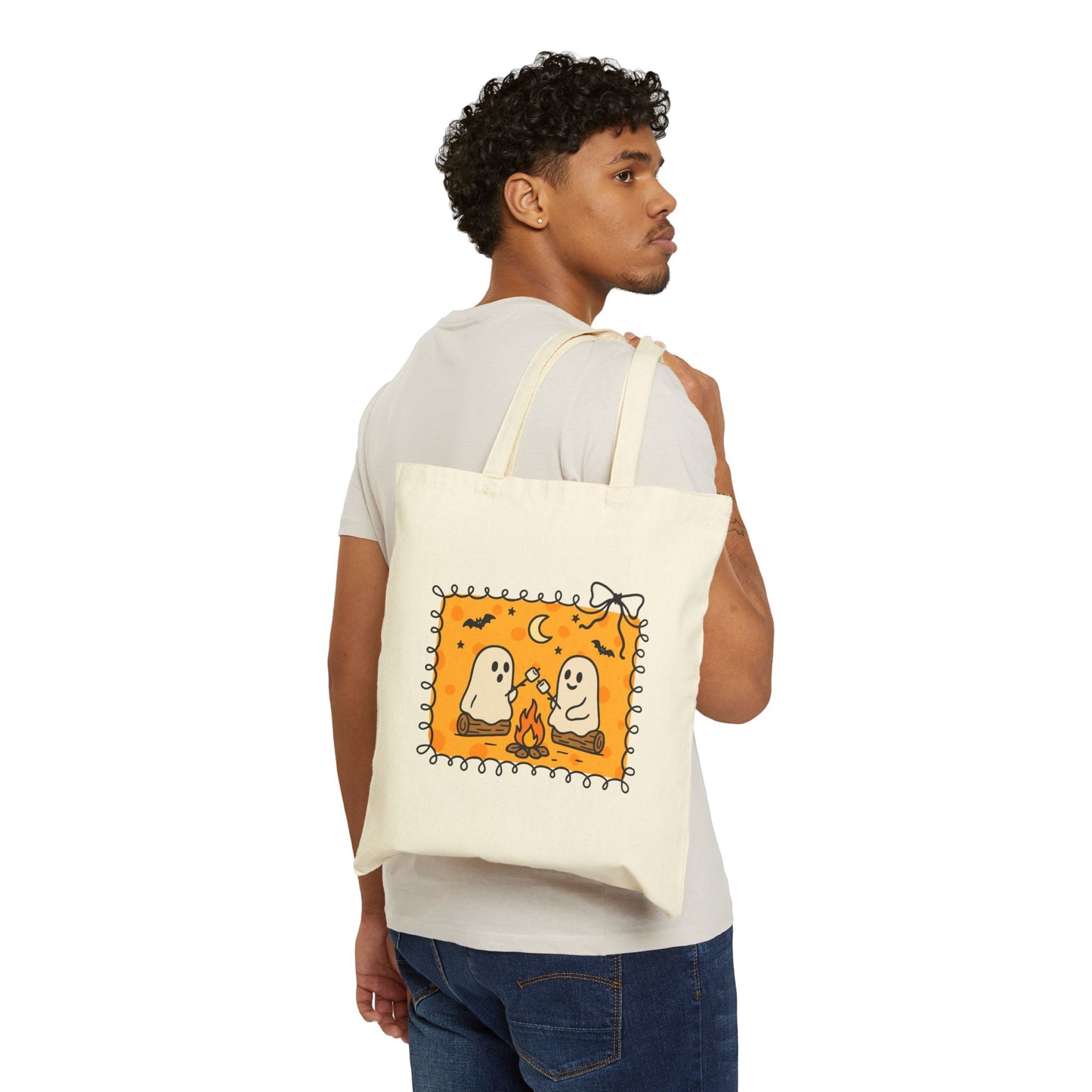 Cute Halloween Ghosts Tote Bag, Eco-Friendly Shopper, Fall Vibes, Gift for Witchy Friends, Spooky Season Bag