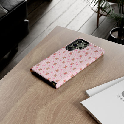 Cute Teddy Bear Pink Stripe Phone Case