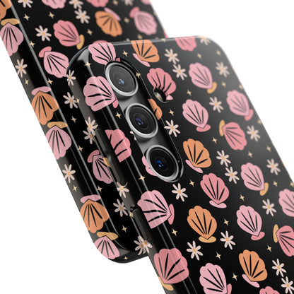 Floral Tough Phone Cases for Trendy Protection, Shell Pattern Phone Cover, Vibrant Floral Case, Girly Gift, Cute Tech Accessories