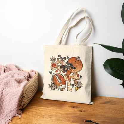 Fall-Themed Football Tote Bag, Perfect for Game Day, Eco-Friendly Shopping, Harvest Festivals, Sports Events, Gift for Her