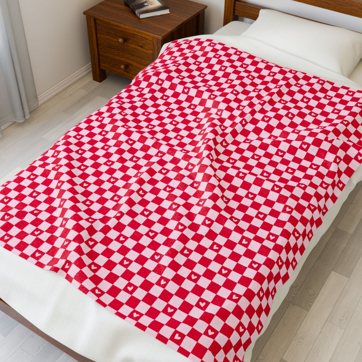 Checkerboard Velveteen Plush Blanket