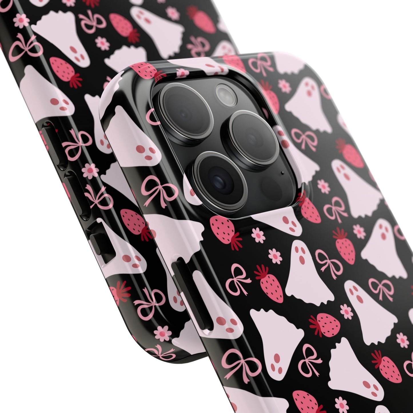 Cute Ghosts and Strawberries Phone Case | Tough Phone Cases, Halloween Accessories, Unique Gift Ideas, Spooky Aesthetic, Everyday Style