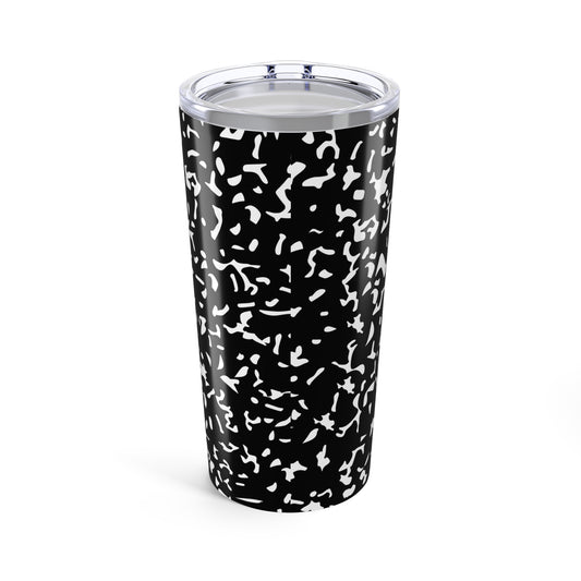 Personalized Composition Book Tumbler, Custom 20oz Travel Mug, Black and White Insulated Cup, Ideal for Students, Teachers, Graduation Gift