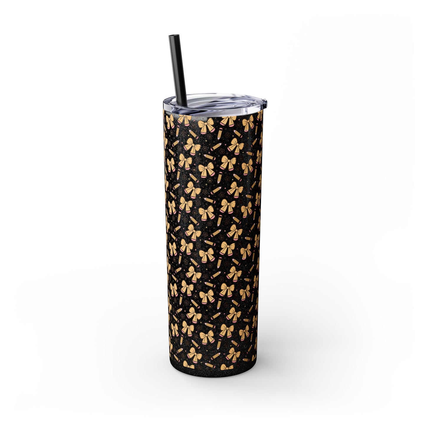 Butterfly Pattern Skinny Tumbler with Straw, Floral Travel Mug, Cute Drinkware, Summer Outing Accessory, Gift for Her
