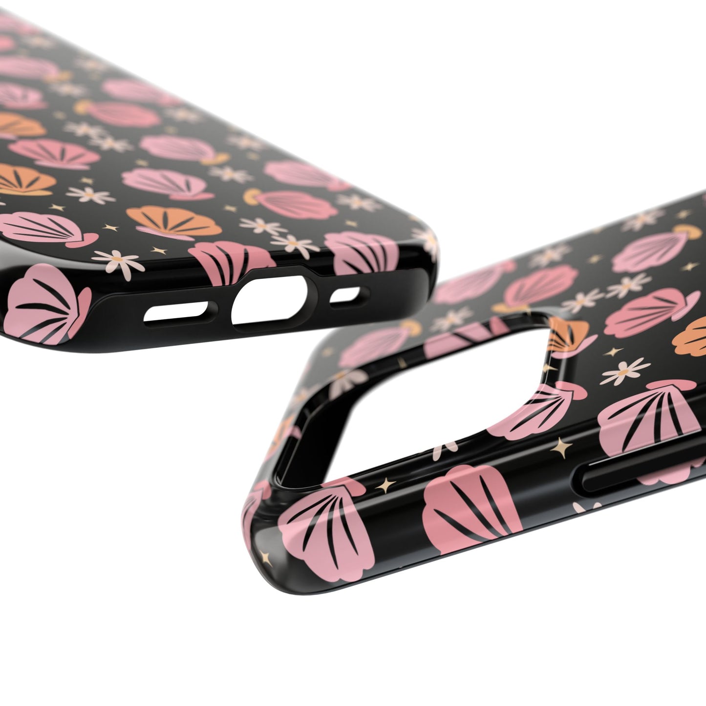 Floral Tough Phone Cases for Trendy Protection, Shell Pattern Phone Cover, Vibrant Floral Case, Girly Gift, Cute Tech Accessories
