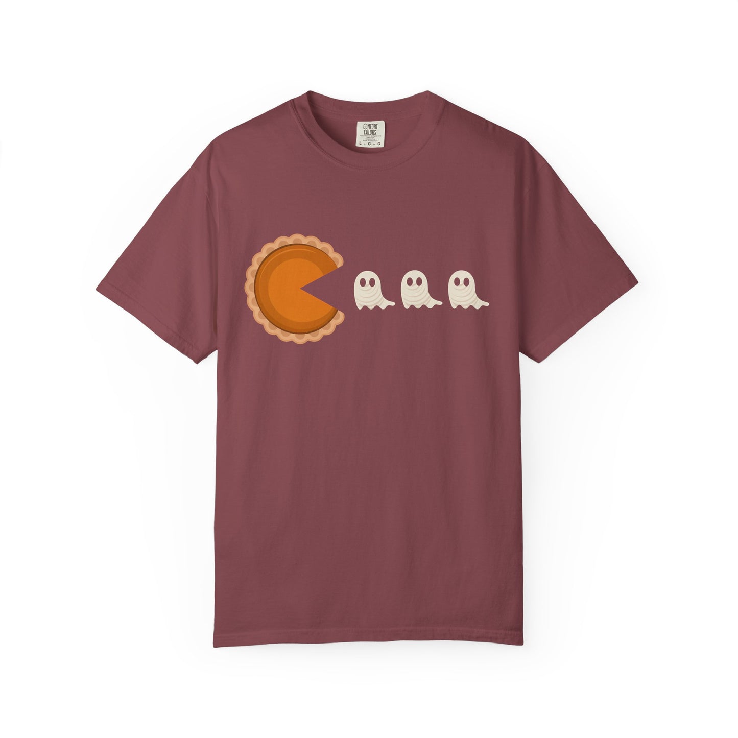 Pac-Man Pumpkin Pie Ghosts Unisex T-Shirt, Halloween Tee, Gamer Shirt, Fun Graphic Top, Gift for Gamers, Casual Wear