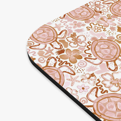 Beach-Themed Turtle Mouse Pad - Cute Floral Design for Office & Home