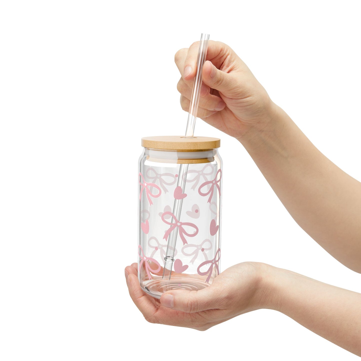 Charming Bow-Decorated Sipper Glass, 16oz – Perfect for Gifts, Parties, Weddings, Home Decor, Sweetheart Celebrations
