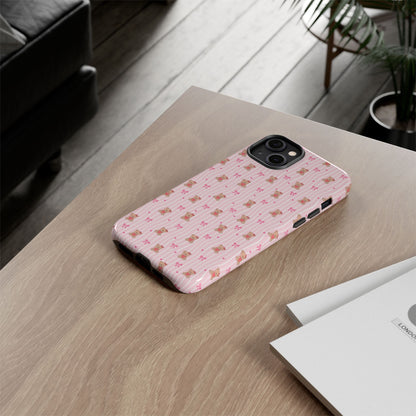 Cute Teddy Bear Pink Stripe Phone Case