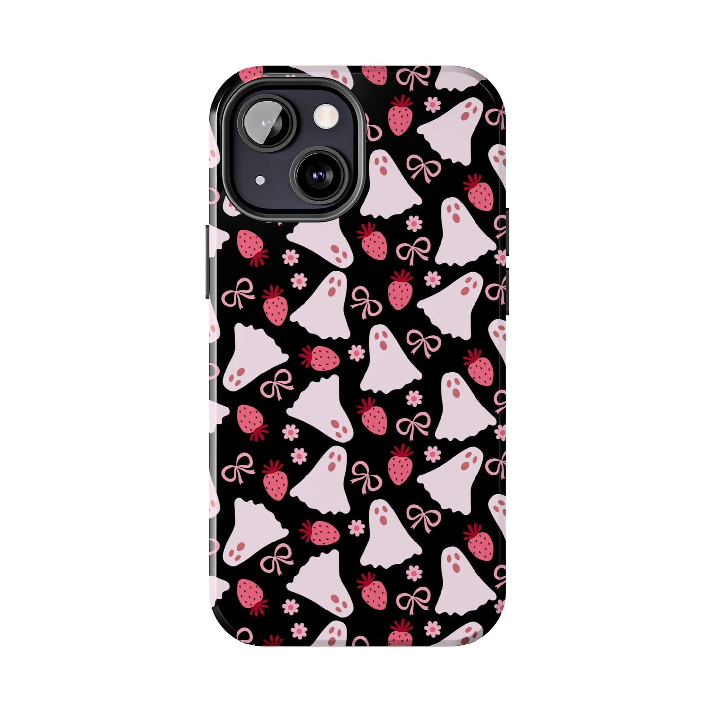 Cute Ghosts and Strawberries Phone Case | Tough Phone Cases, Halloween Accessories, Unique Gift Ideas, Spooky Aesthetic, Everyday Style
