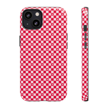 Red Checkerboard Heart Phone Case
