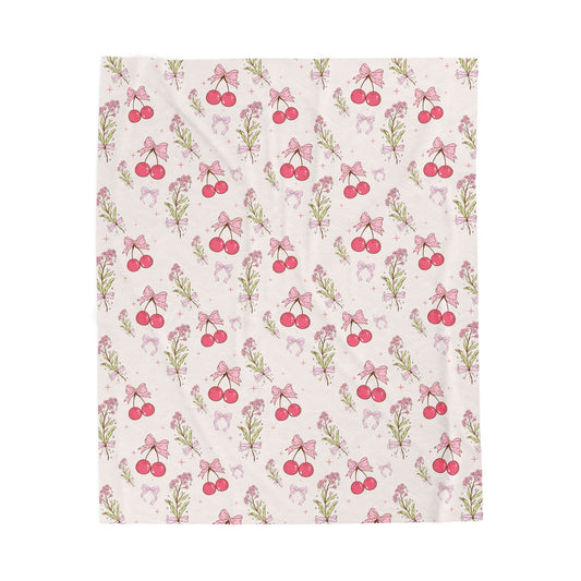 Cherry Velveteen Plush Blanket