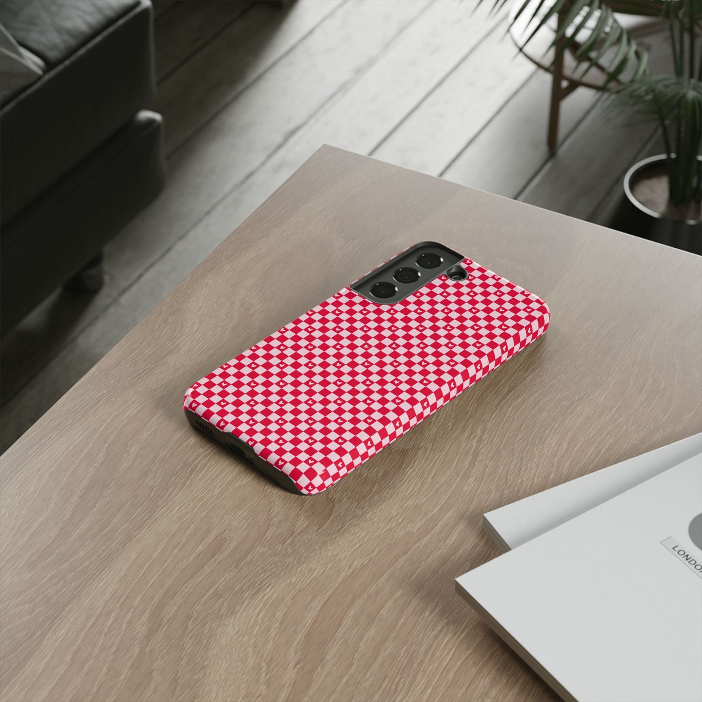 Red Checkerboard Heart Phone Case