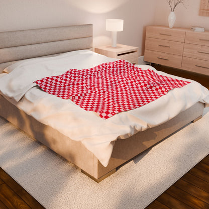 Checkerboard Velveteen Plush Blanket