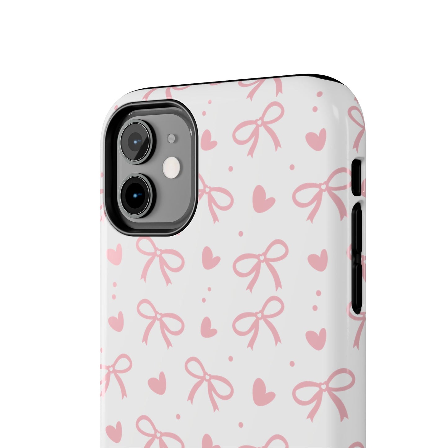 Love & Bows Tough Phone Cases for Girls, Cute Phone Cover, Valentine's Day Gift, Girly Accessories, Heart Pattern