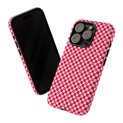 Red Checkerboard Heart Phone Case